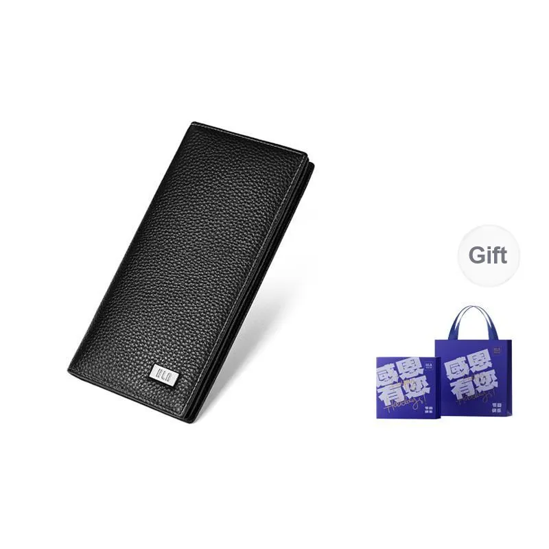 HLA Cow Leather Wallet With Money Clip And Leather Clip Regular Unisex Black-2
