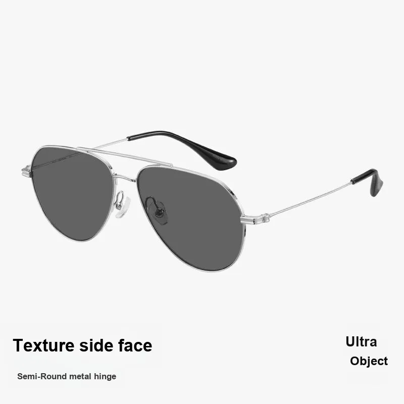 MUJOSH Plate And Metal Aviator Sun Protection Outdoor Fishing Driving Eye Protection Sunglasses Unisex Metal Silver-2