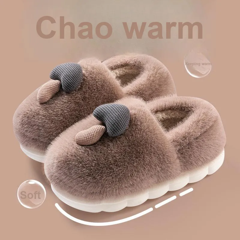 Foot Recreation Winter Home Cartoon Cute Mushroom Warm Comfortable Cotton Slippers Couple Same Style Home Slippers-13