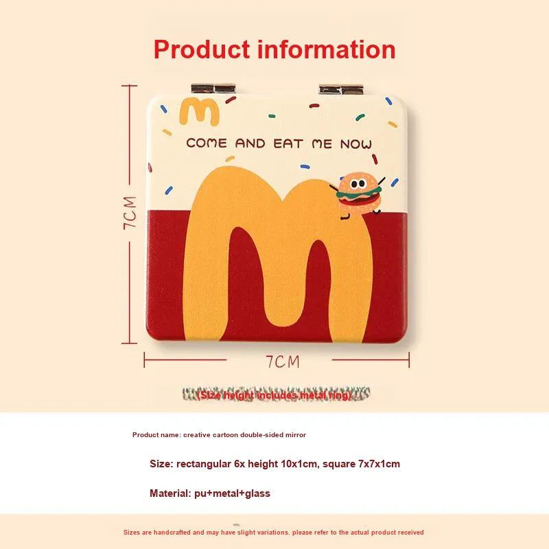 Gentle Welcome Cartoon Mini Small Mirror Portable Cute Handheld Double Sided Refillable-18