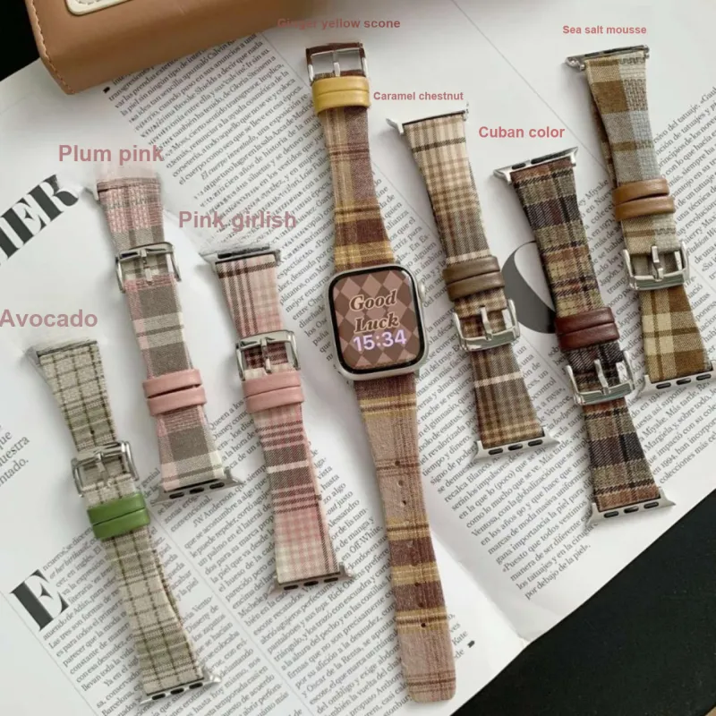 IKYOU Apple Compatibility Watch Band Grid Pattern Material-11