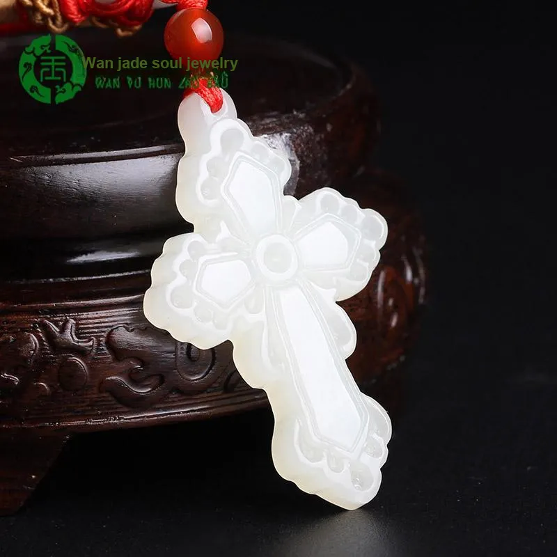 WANYUHUN Hetian Jade Pendants White Jade Unisex-3
