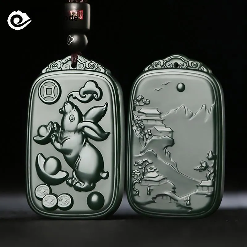 KUNYUYAO Hetian Jade Pendants Green Jade Unisex-10