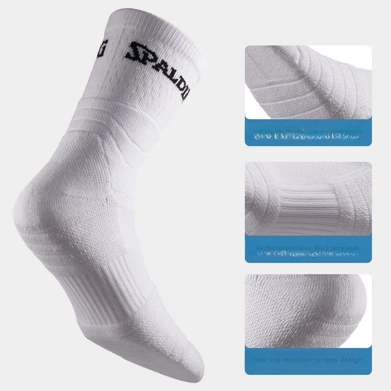 SPALDING Basketball Socks Unisex 3 Pack White-2