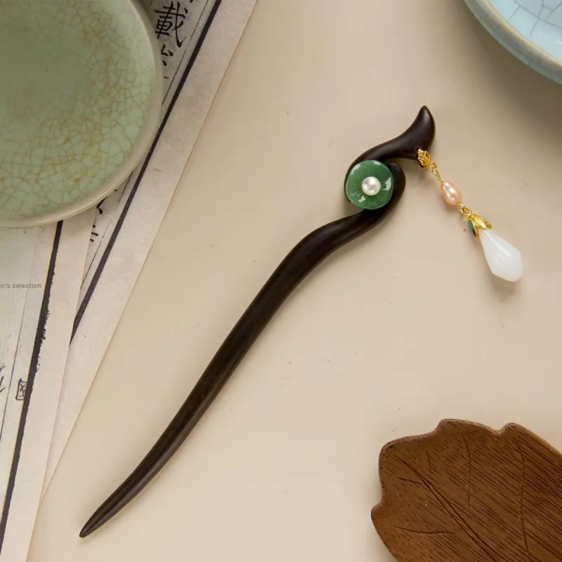 AGOVSKI Copper Alloy+Wooden+Pearl+Oil Drip+Colored Glaze Hairpins Women's-2