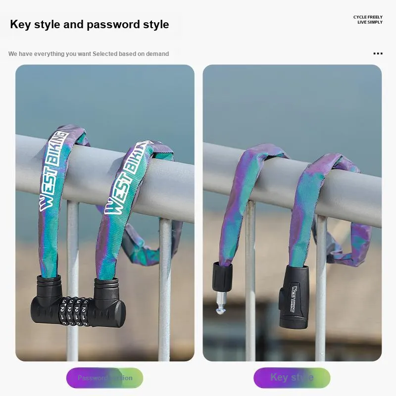 WEST BIKING Bicycle Locks Zinc Alloy, Steel Chain, Nylon Anti Pick, Waterproof, And Rust Proof Chain Lock-5