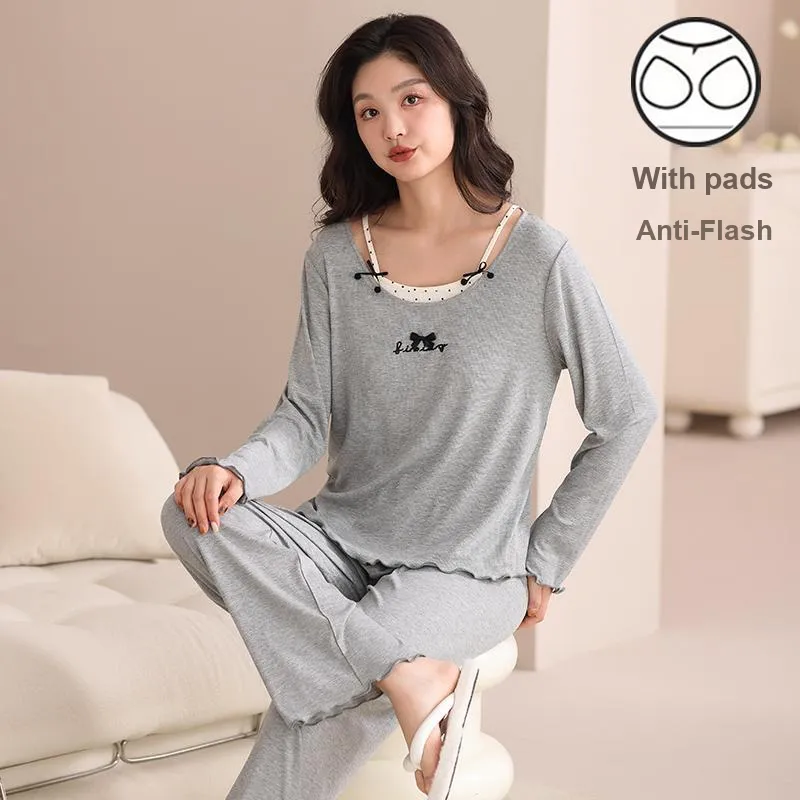 O'MESIK Pajama Set Women's Gray-4
