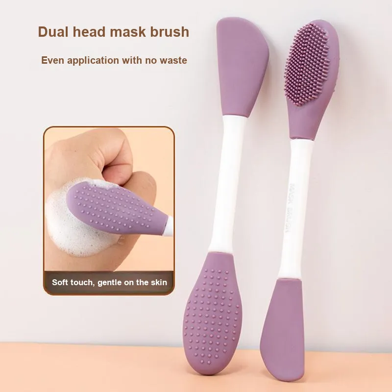 Pleasant Language Silicone Digging Scrapers 2 in 1 Dual Head Non Adhesive Facial Massage Facial Mask Brush-3