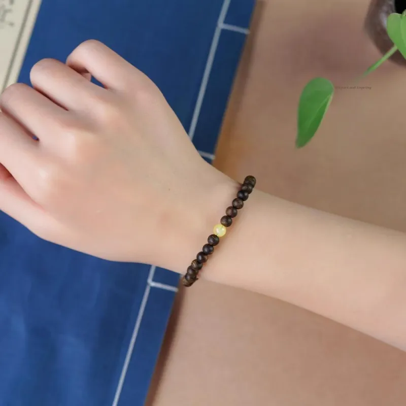 FANGYUANXIAOFU Auspicious Year Of The Snake Fragrance Enhancer, Agarwood Plain Circle Beaded Bracelet Women's-8