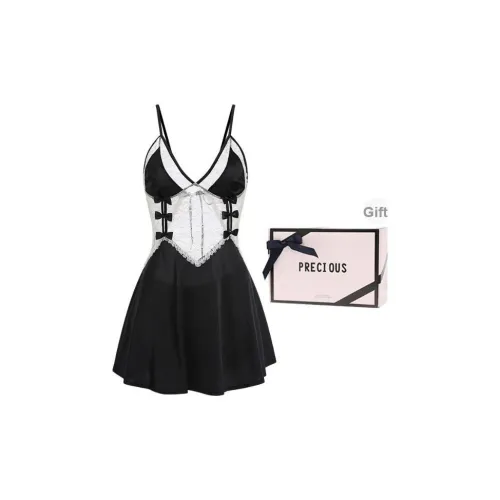 TLXT Черный с грудными вставками, версия с вставками, в комплекте с коробкой, женские ночные сорочки