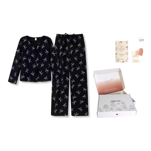 WANANNI Пижамный комплект Женские Элегантный Черный
