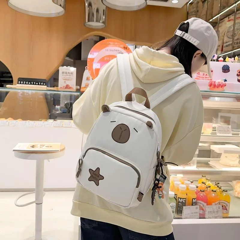 GOBLIN SHARKS 1759 Nylon Backpack Unisex Dark Khaki/Light Khaki/White Pink/Black-6