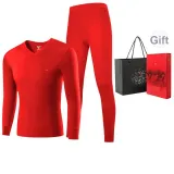 Men's V-Neck Clothing Sets (Red) 100% cotton, Skin-Friendly, 3A Antibacterial
