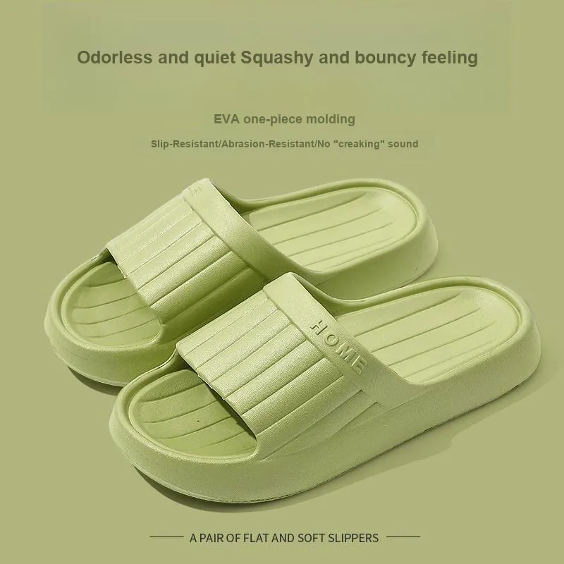 Foot Recreation Minimalist Style Vertical Stripes Letter Comfortable Quiet Slip Resistant Slippers Home Slippers Unisex-11