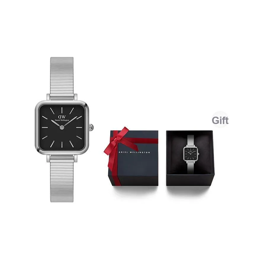 Daniel Wellington QUADRO Collection Женские часы Кварцевый механизм Ремешок из нержавеющей стали Черный циферблат
