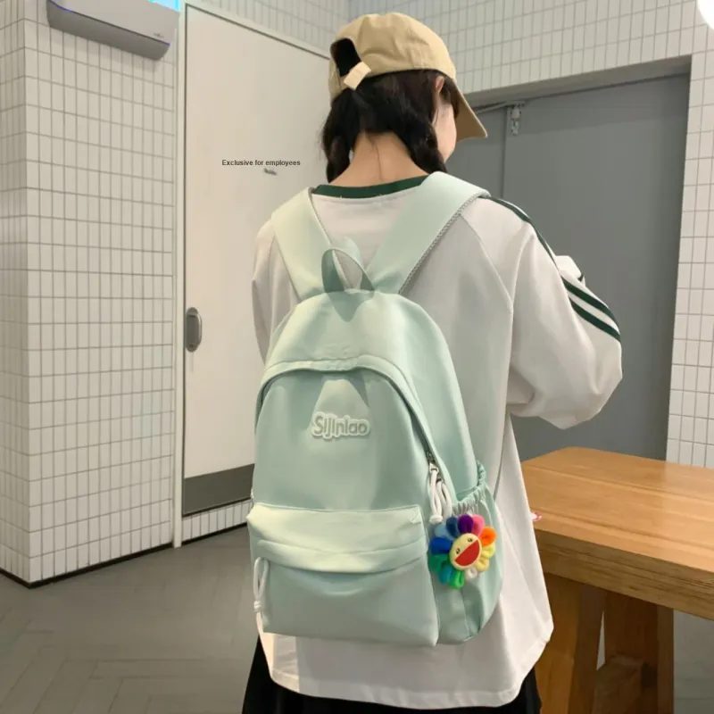 AIBAG Nylon Backpack Unisex White/Black/Blue/Pink-13