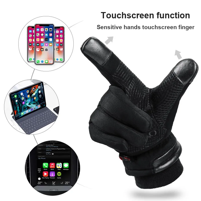 TANLU Riding Equipment Glove Outdoor Unisex Artificial Leather Black-4