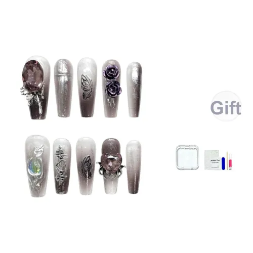 JINGCHANXUE Премиум Готический Бабочка Ледяная прозрачность False Nail Длинный Серый Смузи