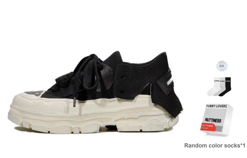 NUTTINESS Skateboard Shoes Unisex Low Top Black-1