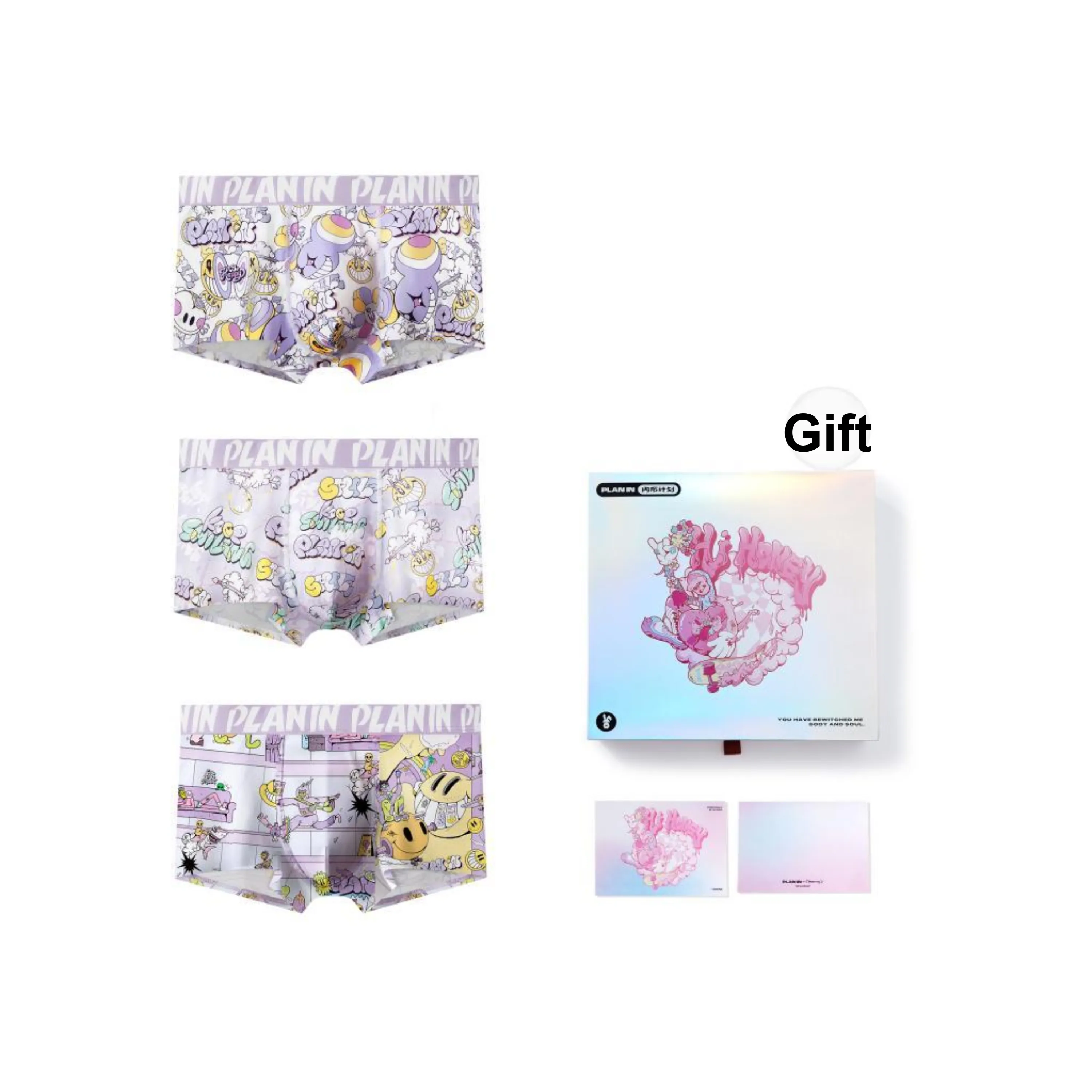 PLAN IN Underpants Men's Kuromi Purple Christmas Box