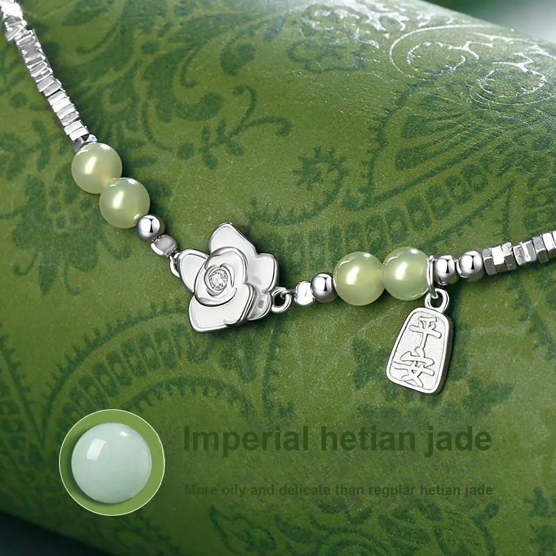 Hurry That Year Anniversary Gift Bracelet Pale Greenish White Jade Women's-2