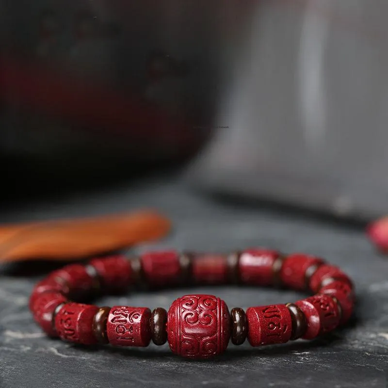 WUMZK Reconstructed Cinnabar Bracelets Unisex-1