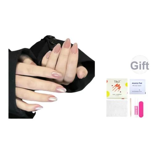 T Z Ins Вечный Милый Ручной Рисунок Цветочный Wear False Nail Миндаль Короткий Круглый Укороченный Дофамин Jump Цвет Милый