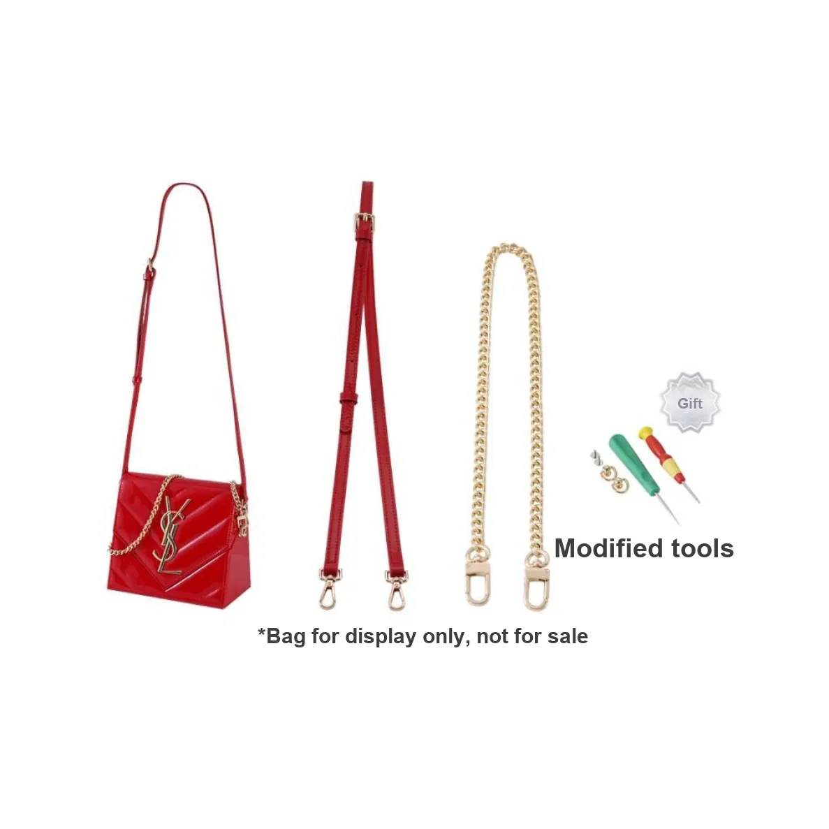 Lan Bao Fan Alloy, Artificial Leather Replacement Shoulder Strap Women's Gold, Red