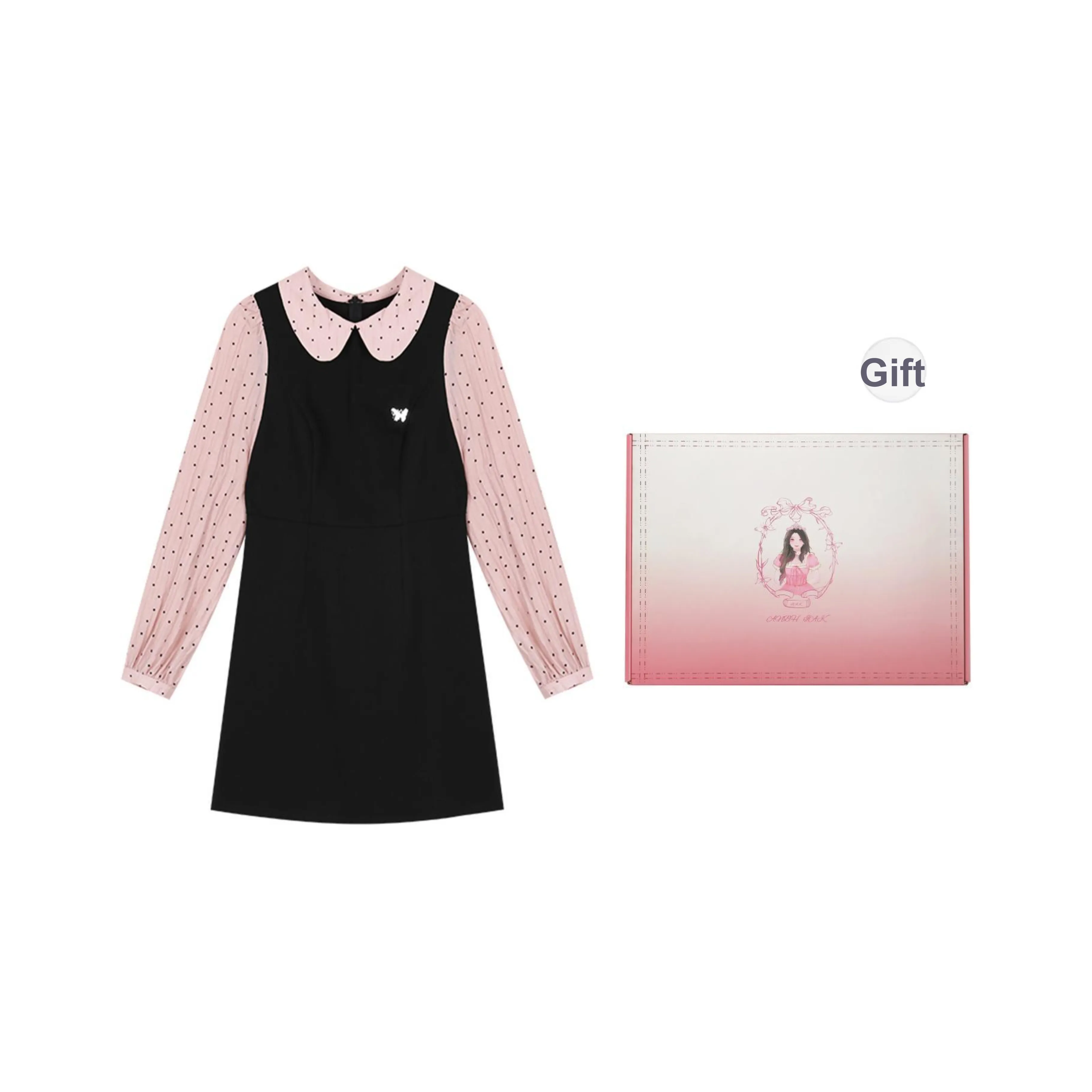 Annie The Темный Child 2024 Осенний Длинный Длинный и Короткий Платье Женские Розовый Черный