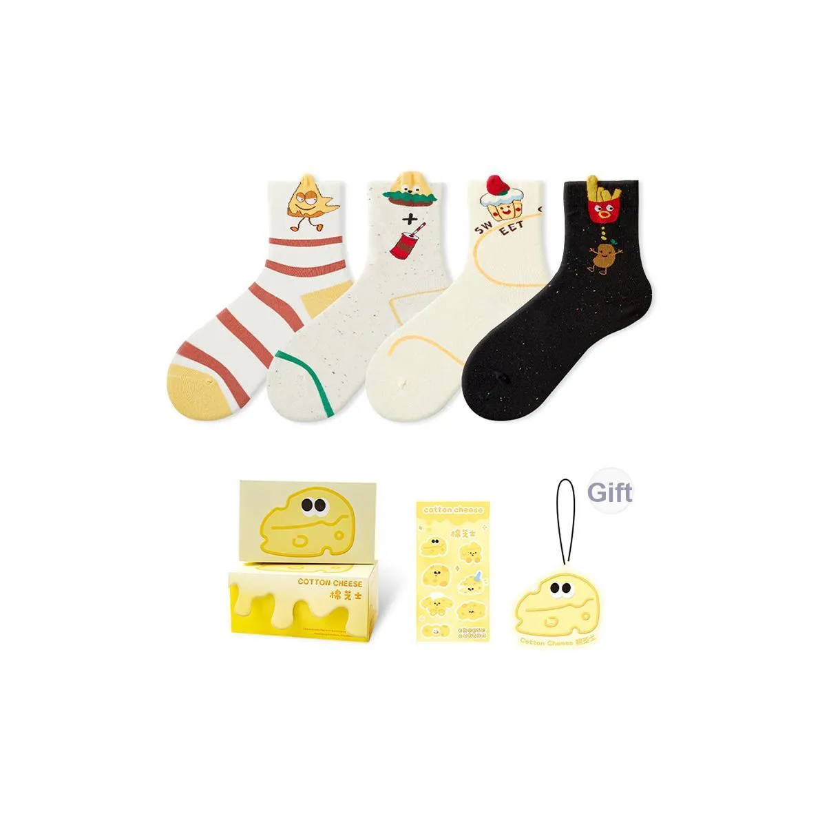 COTTON CHEESE Носки Crew Унисекс Коробка 4 пачки