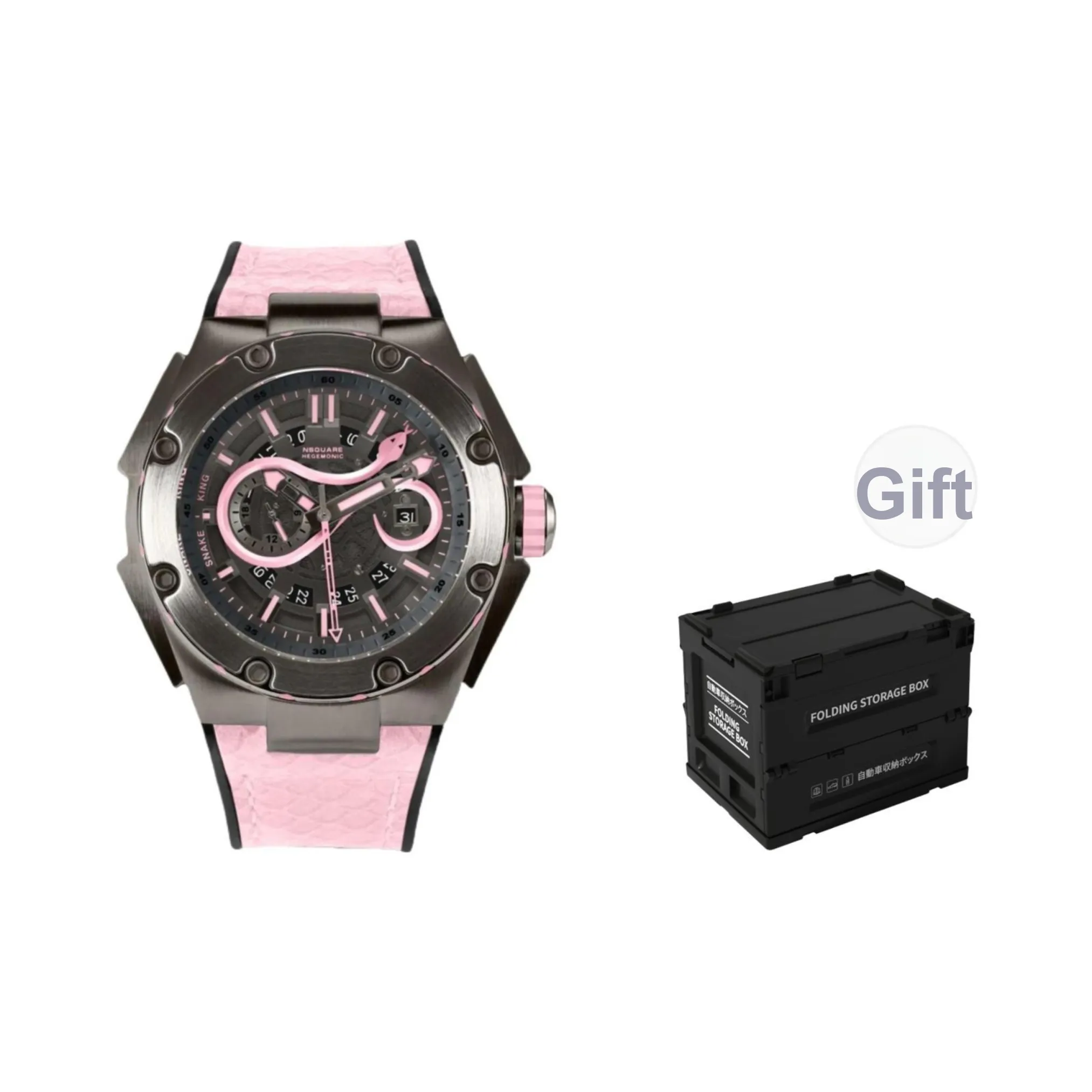 NSQUARE Automatic Mechanical Movement Watch Unisex Pink Watch Dial