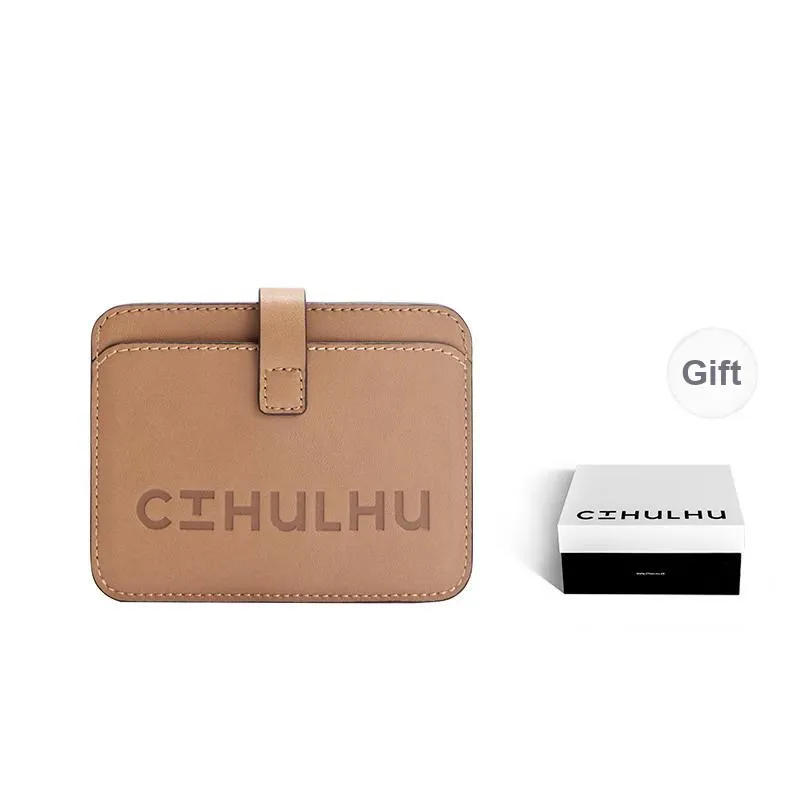 Cthulhu Split Cow Leather Tricolor Letter Card Holder Mini Unisex Dirty Orange/Ink Grey/Grey White-0