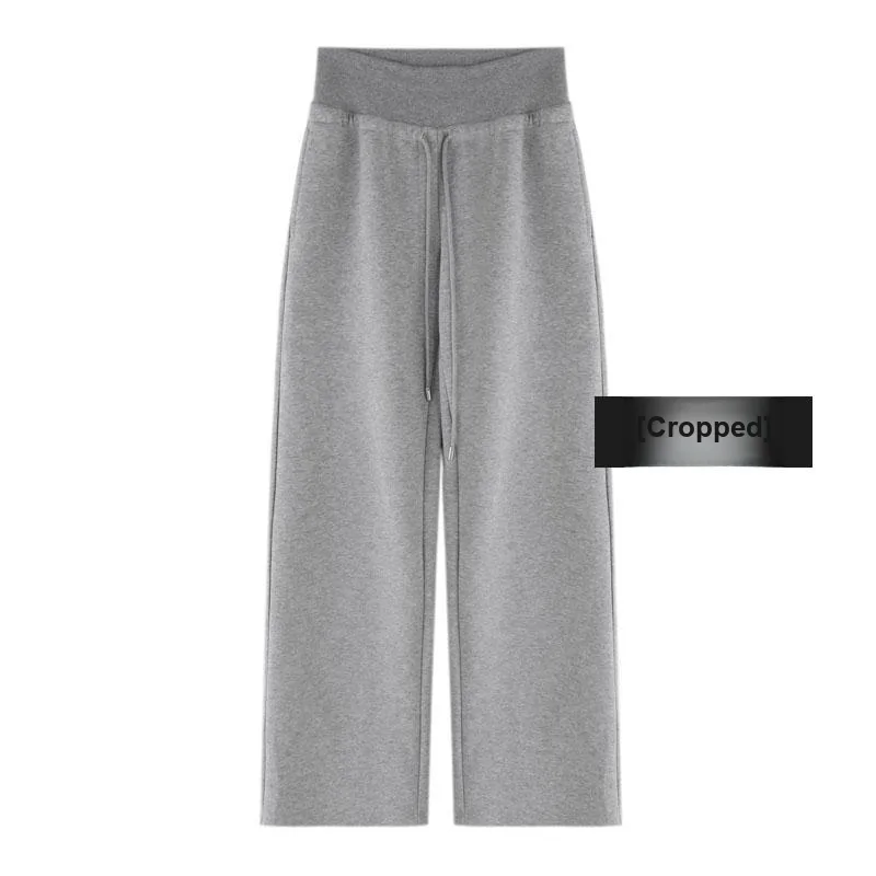 KALULI Spring Fall Casual Wide Leg Pants Sweatpants Women's Gray Black-13