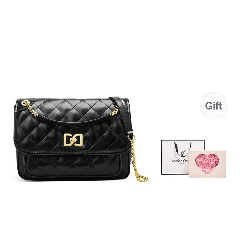Marino Orlandi Synthetic Leather With Cow Leather Small Square Bag Shoulder Bag Women's Black/White-13