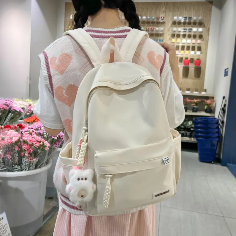 URBAN FOREST Nylon Backpack Unisex Pink/Yellow/Blue/Red/Black/White-22