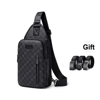 GOLF Pvc Father Dad Cell Phone One Shoulder Crossbody Fanny Pack Sling Bag Trumpets Men's Gray & Black
