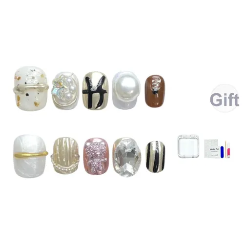 JINGCHANXUE Жидкость Медвежонок False Nail Короткий Квадрат And Круглый Премиум Feel Однотонный Металл 12mm