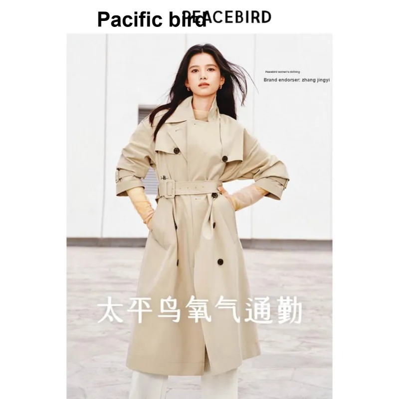 PEACEBIRD Trench Coat Women's Light Sand Khaki-2