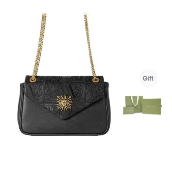 VANESSA HOGAN Cow Leather Crossbody Shoulder Bags Women's Black/Apricot