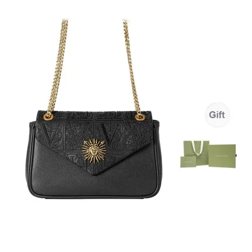 VANESSA HOGAN Cow Leather Crossbody Shoulder Bags Women's Black/Apricot