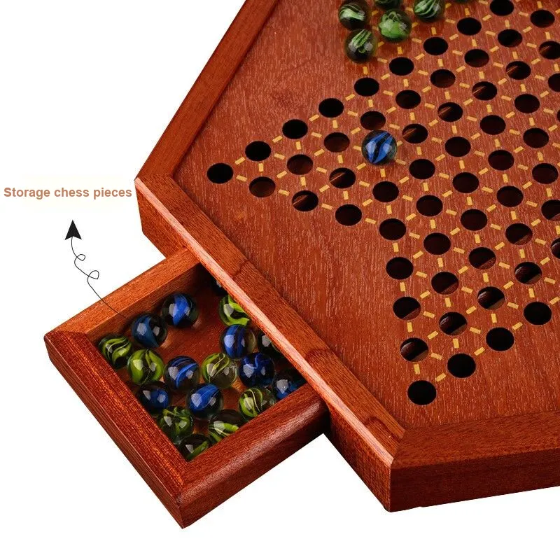 Lezhi By Me Solid Wood China Drawer Glass Bead Number Hexagon Board Games-1