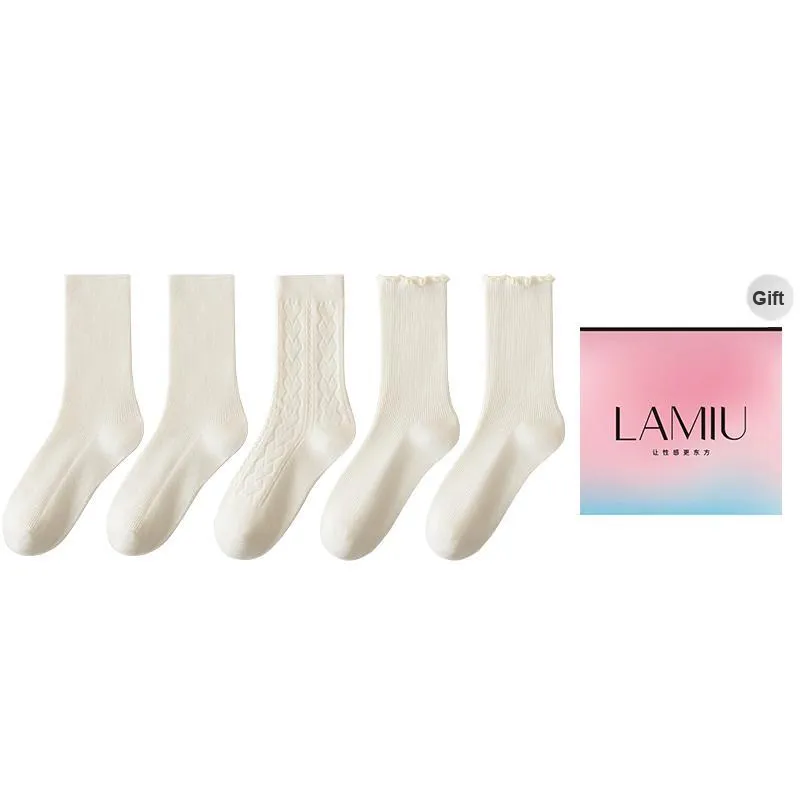 Lan Miao Mid Calf Socks Women's Shopping Bag 5 Pack-16