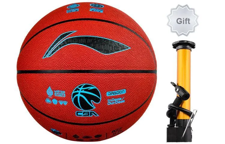 LiNing CBA Collection PU Basketball Red Brown Size 7 Match Men's-0
