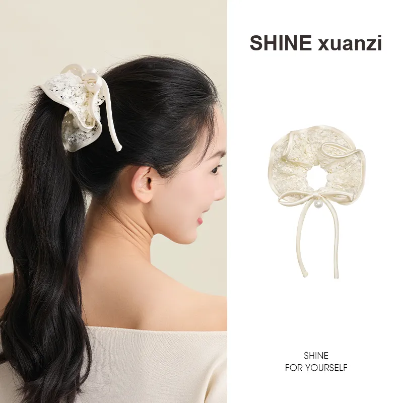 SHINE Fabric, Shell Pearl Hair Tie Women's-5