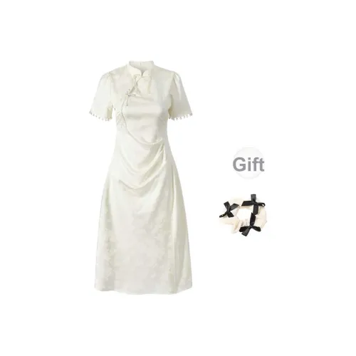 TURN UP Короткий рукав Платье Женское Абрикос