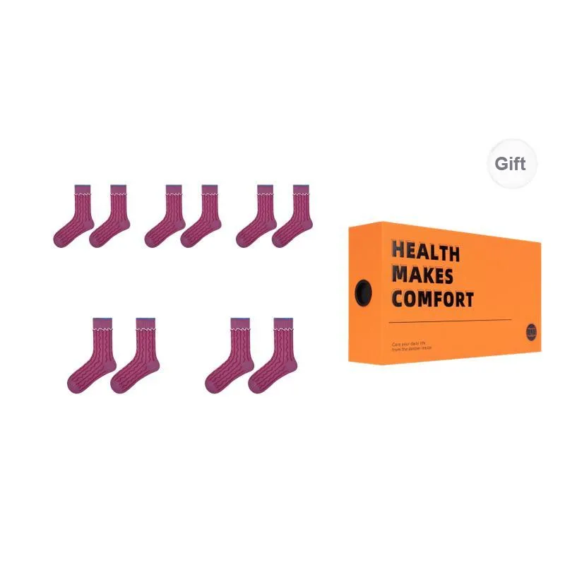 Vine Color Mid Calf Socks Women's 5 Pack-12