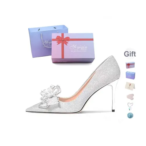 Take The Qin Низкий каблук Высокий каблук Женская серебряная Подарочная коробка Набор