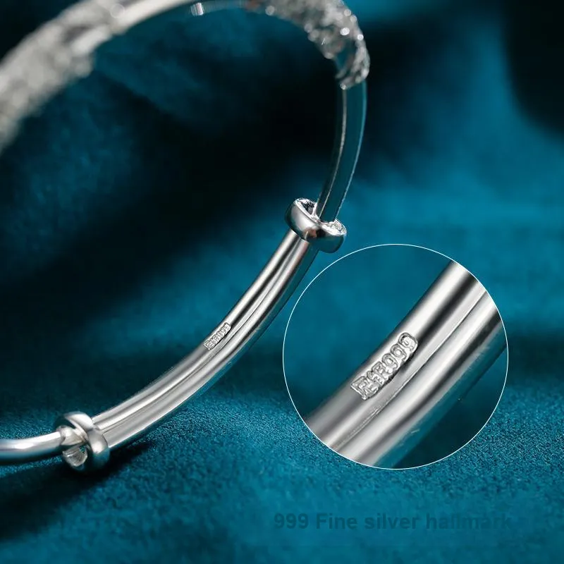Fan Xing As Season 999 Fine Silver Bangles Women's-3