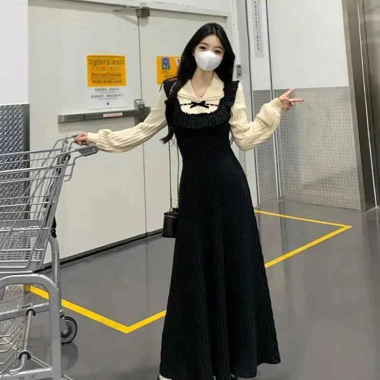 PAIN OR PLEASURE Long Sleeved Dress Women's Black-2