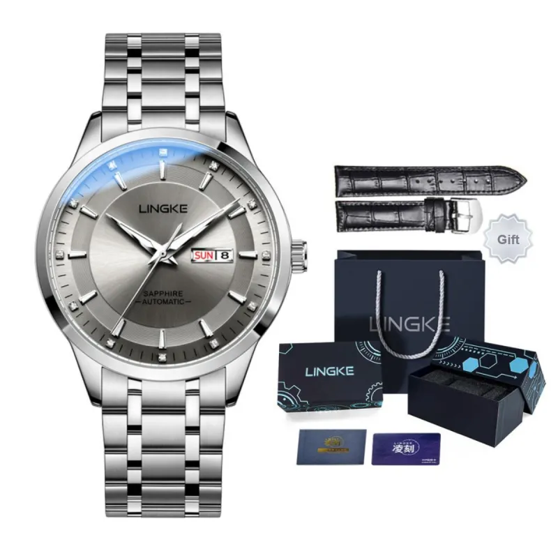 LINGKE Automatic Mechanical Movement Watch Men's Watches Gray Dial-1